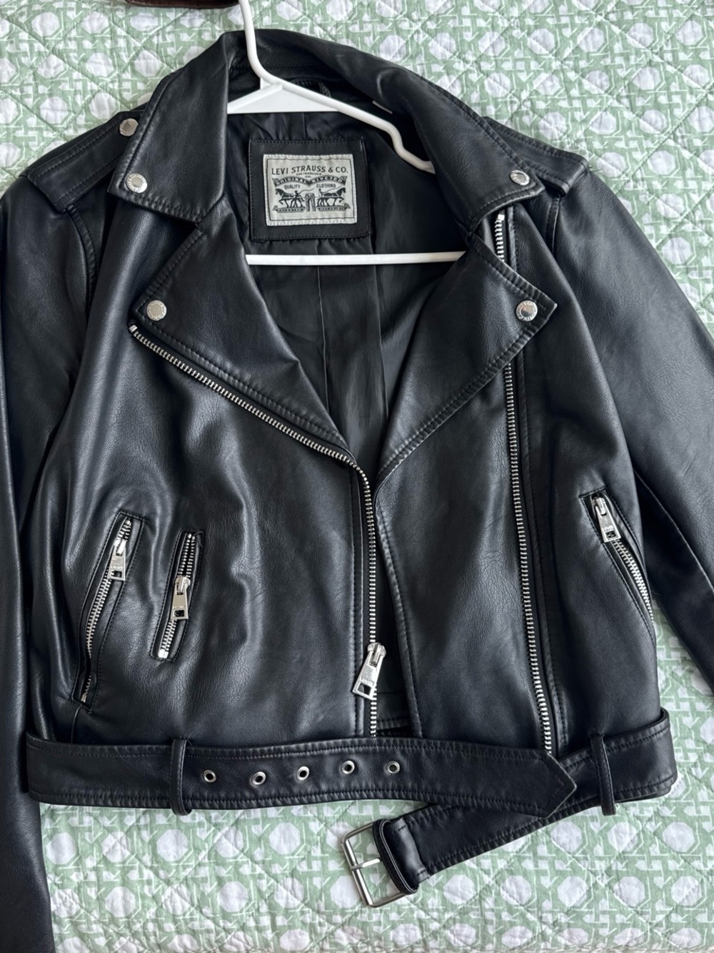 Levi's Black Leather Jacket with Belt